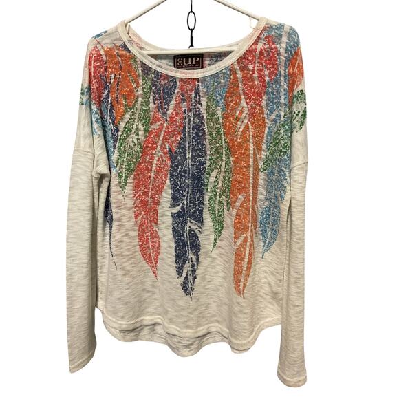Cowgirl Up XL Western Sweater Fine Knit Cream / Multi - Picture 1 of 6